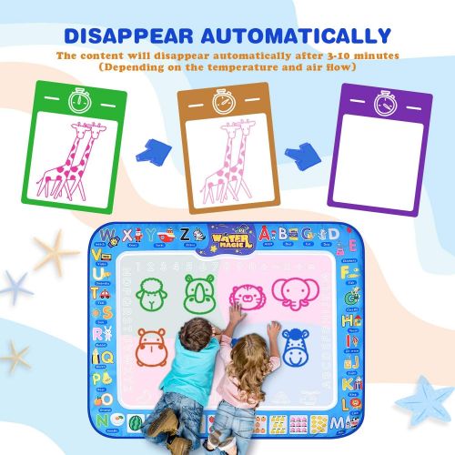  [아마존베스트]Agomttv Magic Doodle Mat 60 X 40 Inches Extra Large Water Drawing Mat Educational Toys Gifts for Toddlers Boys Girls Age 3-12 Year Old