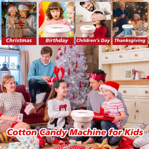  MARIDA Cotton Candy Machine, Gifts Choice for Kids, Blue Cotton Candy Maker With 1 Plastic Spoon & 10Pcs Sticks, Square-Shaped Candy Cotton Candy Maker For Birthady Thanksgiving Ch