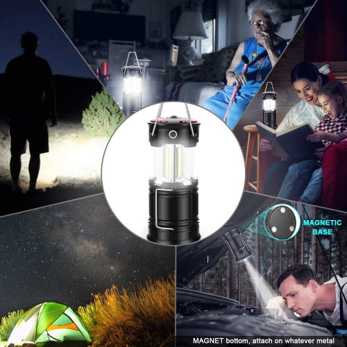  EZORKAS LANTERN EZORKAS 2 Pack Camping Lanterns, Rechargeable Led Lanterns, Hurricane Lights with Flashlight and Magnet Base for Camping, Hurricane, Hiking, Emergency, Outage