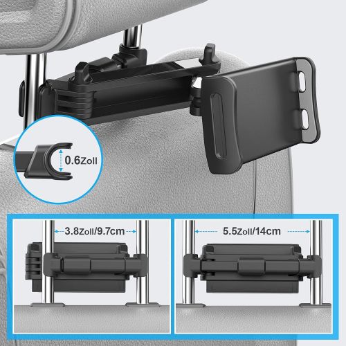  [아마존베스트]Adjustable Tablet Holder Car, Fappen Universal Tablet Holder: Car Headrest Mount for Pad Air Mini 2 3 4, Pad 2018 Pro 9.7, 10.5, Fire Kids 7 10, Kindle, Phone and Tablet with 4.4~1