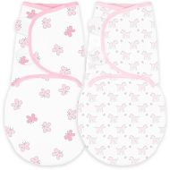 Amazing Baby Swaddle Blanket with Adjustable Wrap, Set of 2, Tiny Zebra and Butterflies, Pink, Small