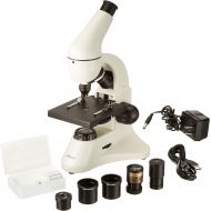 AmScope M120C-2L-PB10-E1 Digital Compound Monocular Microscope, WF10x and WF25x Eyepieces, 40x-1000x Magnification, Brightfield, Upper and Lower LED Illumination, Plain Stage, Incl