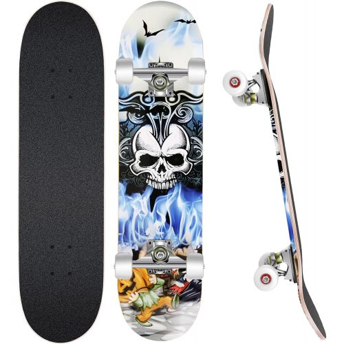  WeSkate Standard Skateboards for Kids 31x8 Complete Skateboard for Boys Girls Teens, 7 Layer Canadian Maple Double Kick Concave Cruiser Trick Skate Board for Beginners Youth Adults