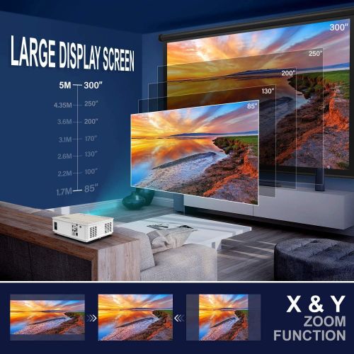  Projector, YABER Native 1080P Movie Projector with 6500 Lumens 78,000 Hours X/Y Zoom Function, Full HD Video Projector Compatible with iPhone,Android,PC,TV Box,PS4 for Home/Outdoor