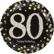 Amscan Sparkling Celebration 80 Round Prismatic Plates, 7, 8pcs, Birthday