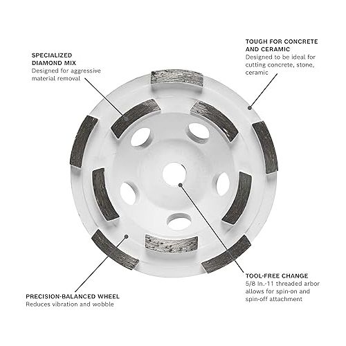  BOSCH DC4510HD 4-1/2 in. Double Row Segmented Diamond Cup Wheel