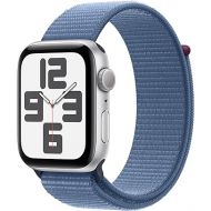 Apple Watch SE (2nd Gen) [GPS 44mm] Smartwatch with Silver Aluminum Case with Winter Blue Sport Loop. Fitness & Sleep Tracker, Crash Detection, Heart Rate Monitor, Carbon Neutral