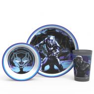 Zak Designs Marvel Comics Kids Dinnerware Set Made of Durable Melamine with Fun Character Surface, Include Plate, Bowl and Tumbler Tableware is Perfect for Kids (Black Panther, 3 P