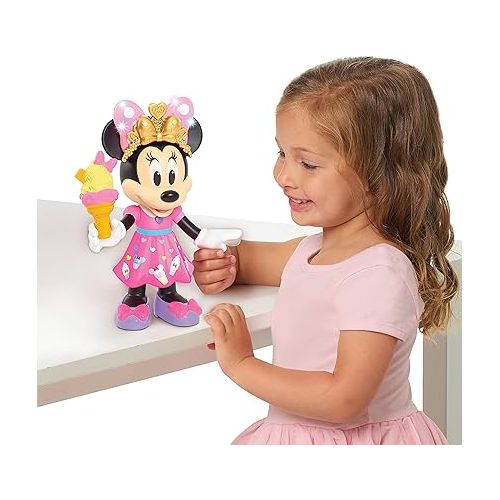  Disney Junior Sweets & Treats Minnie Mouse, Interactive 10-Inch Doll with Lights, Sounds, and Accessories, Officially Licensed Kids Toys for Ages 3 Up, Amazon Exclusive