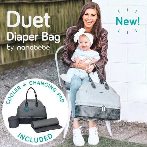  NANOBEEBEE nanobebe Breastmilk Baby Bottle Cooler & Travel Bag with Ice Pack Included. Compact Triple Insulated, Easily attaches to Stroller or Diaper Bag- Grey