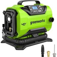 Greenworks 40V Cordless Tire Inflator, 160 PSI Portable Air Compressor, 2 Power Sources, Auto Shut Off, for Car, Bicycle, Motorcycle, Air Boat, Inflatables, Tool Only