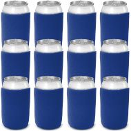 CSBD Beer Can Coolers Sleeves, Soft Insulated Reusable Drink Caddies for Water Bottles or Soda, Collapsible Blank DIY Customizable for Parties, Events or Weddings, Bulk (50, Blue)