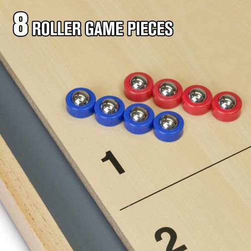  GoSports Shuffleboard and Curling 2 in 1 Table Top Board Game with 8 Rollers - Great for Family Fun