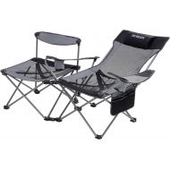 XGEAR 2 in 1 Folding Camping Chair Portable Lounge Chair with Detachable Table for Camping Fishing Beach and Picnics (Black)