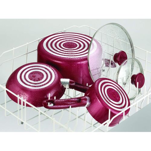  [아마존베스트]T-fal B03982 Excite ProGlide Nonstick Thermo-Spot Heat Indicator Dishwasher Oven Safe Jumbo Cooker with Lid Cookware, 5-Quart, Rio Red