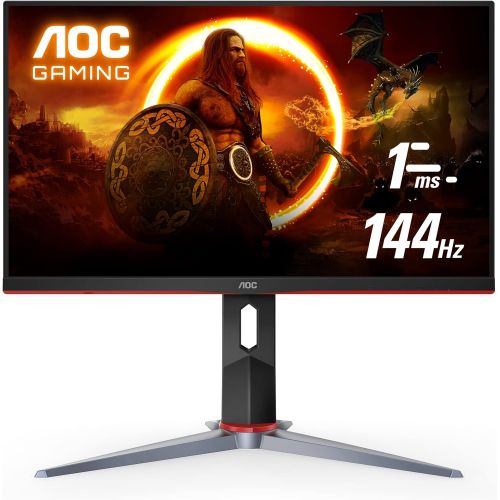  [아마존베스트]AOC 24G2 24 Frameless Gaming IPS Monitor, FHD 1080P, 1ms 144Hz, Freesync, HDMI/DP/VGA, Height Adjustable, 3-Year Zero Dead Pixel Guarantee,Black/Red