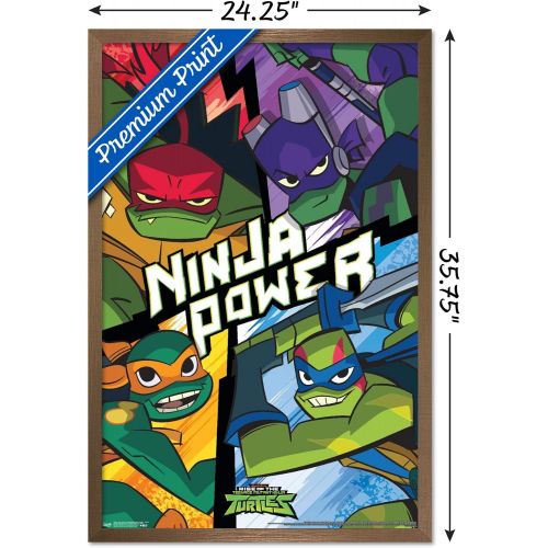  Trends International Nickelodeon Rise of The Teenage Mutant Ninja Turtles Wall Poster, 22.375 x 34, Bronze Framed Version