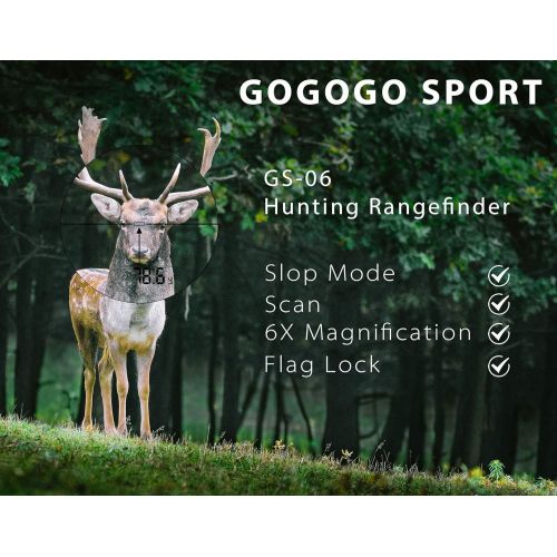  Gogogo Sport Gogogo 6X Hunting Laser Rangefinder Bow Range Finder Camo Distance Measuring Outdoor Wild 650/1200Y with Slop High-Precision Continuous Scan