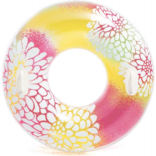 인텍스 Intex 58263EP Groovy Color Inflatable Tropical Flower Transparent Tube Raft