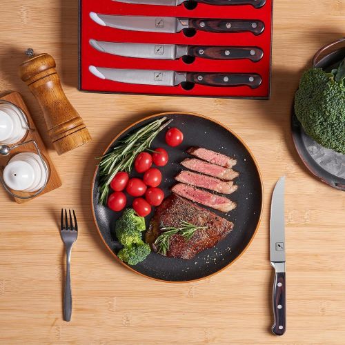  Steak Knives, imarku Steak Knives Set of 6, Premium German Stainless Steel Steak Knife Set, Super Sharp Serrated Steak Knife with Pakkawood Handles, Gift Box