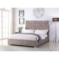 Best Master Furniture 1520 Natasha Velvet Platform Bed Cal. King Light Grey