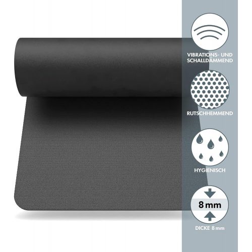  [아마존베스트]LILENO SPORTS Floor protection mat, extra durable treadmill mat, 8 mm thick, fitness underlay mat for cross trainers, roller trainers and other fitness equipment, also for yoga