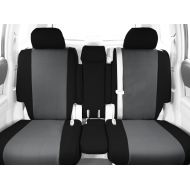 CalTrend Front Row 40/20/40 Split Bench Custom Fit Seat Cover for Select Ford F-250/F-350 Models - I Cant Believe Its Not Leather (Light Grey Insert with Black Trim)