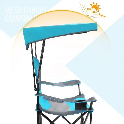  [아마존베스트]ALPHA CAMP Heavy Duty Canopy Lounge Chair Sunshade Hiking Travel Chair with Cup Holder Enamel Blue