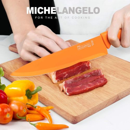  [아마존베스트]MICHELANGELO Kitchen Knife Set 10 Piece, High Carbon Stainless Steel Kitchen Knives Set, Knife Set for kitchen, Rainbow Knife Set, Colorful Knife Set- 5 Knives & 5 Knife Sheath Cov