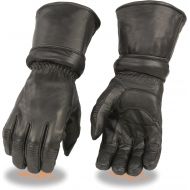 Milwaukee Leather SH710 Mens Black Leather Gauntlet Gloves with Gel Palm