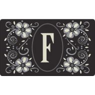 Toland Home Garden Classic Monogram F 18 x 30 Inch Decorative Floor Mat Flower Design Pattern Doormat