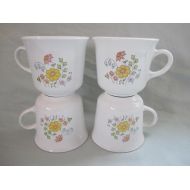 Vintage 1970s Corning Corelle Meadow Cup Mugs - Set of 4