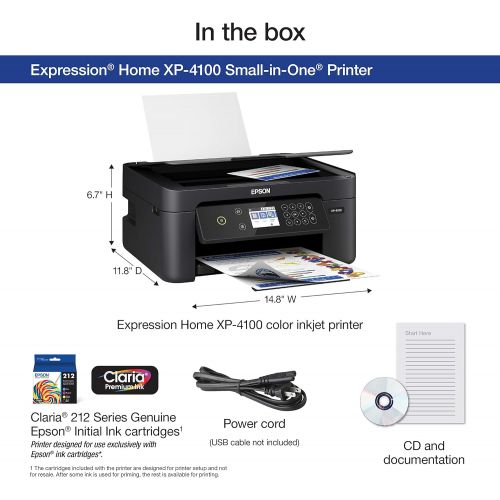 엡손 [아마존베스트]Epson Expression Home XP-4100 Wireless Color Printer with Scanner and Copier