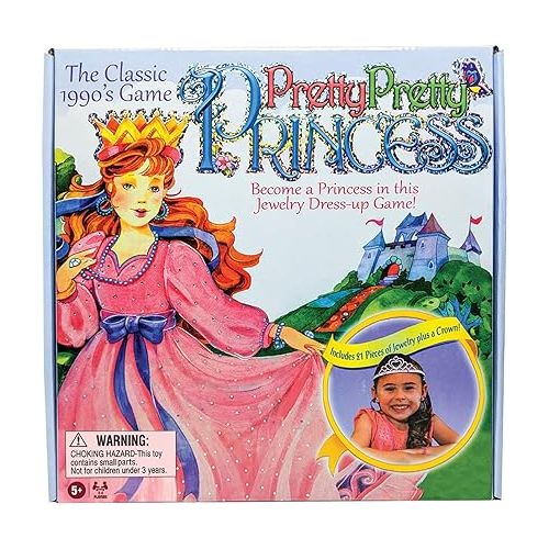  Pretty, Pretty, Princess with 1990's Artwork by Winning Moves Games USA, a Delightful Jewelry Dress-Up Game for 2-4 Players, Ages 5 and Up (1222)