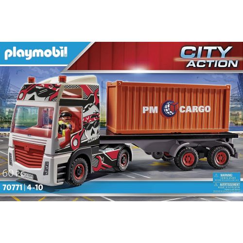 플레이모빌 Playmobil City Action 70771 Truck with Cargo Container, RC-Compatible, for Children Ages 4+