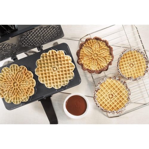  CucinaPro Pizzelle Maker- Non-stick Electric Pizzelle Baker Press Makes Two 5-Inch Cookies at Once- Recipes Included, Fun Gift or Birthday Treat