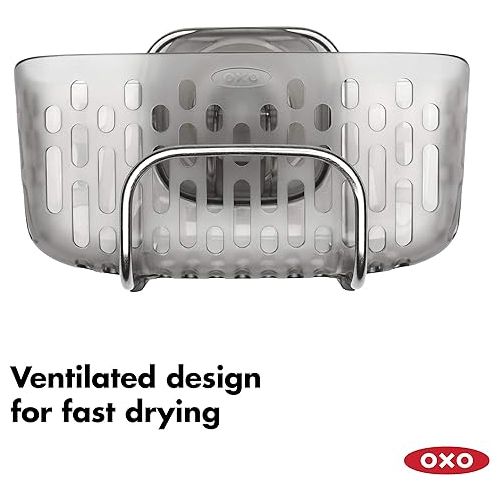 옥소 OXO Good Grips Stronghold Suction Sinkware Organizer for kitchen - Plastic, Gray, One Size