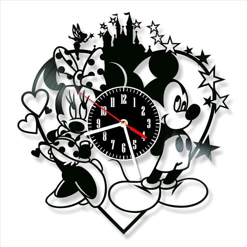제네릭 Generic Mickey and Minne Mouse Clock Vinyl Clock, Mickey and Minne Mouse Wall Clock 12, Art Original Decor, The Best Home Decorations