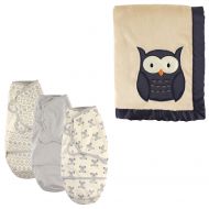 Hudson Baby Swaddle Wrap 3-Pack and Plush Blanket