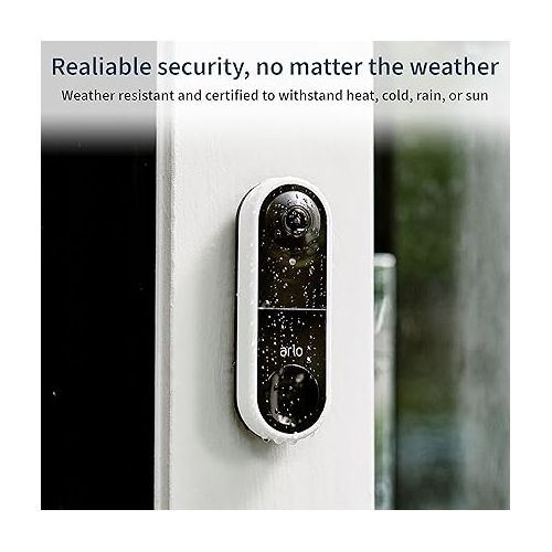  Arlo Essential Wired Video Doorbell - HD Video, 180° View, Night Vision, 2 Way Audio, DIY Installation (wiring required), Security Camera, Doorbell Camera, Home Security Cameras, White - AVD1001