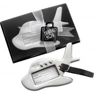 Kate Aspen Airplane Luggage Tag In Gift Box with Suitcase, Silver, One Size