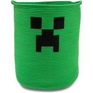 MINECRAFT Green Creeper Woven Cotton Rope Hamper Storage Basket