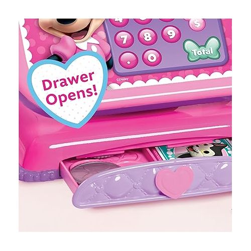  Disney Junior Minnie Mouse Bowtique Cash Register with Sounds, Dress Up and Pretend Play, Kids Toys for Ages 3 Up by Just Play