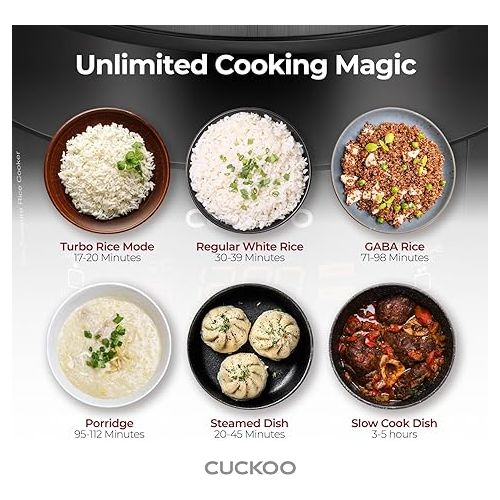  CUCKOO CRP-PK1001S | 10-Cup/2.5-Quart (Uncooked) Pressure Rice Cooker | 12 Menu Options: Quinoa, Scorched Rice, GABA/Brown Rice, Multi-Grain & More, Made in Korea | Black , 19 x 15 x 13