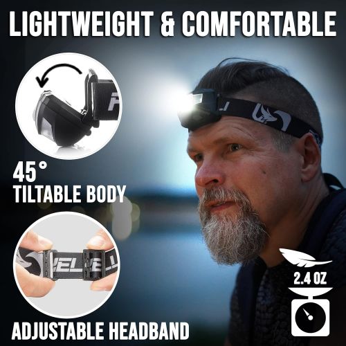  Foxelli LED Headlamp Rechargeable ? Ultralight USB Rechargeable Headlamp Flashlight for Adults & Kids, Waterproof Head Lamp with Red Light for Running, Camping, Hiking & Outdoor
