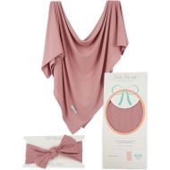 Posh Peanut Baby Swaddle Blanket - Large Premium Knit Baby Swaddling Receiving Blanket and Headband Set, Baby Shower Newborn Gift (Dusty Rose)