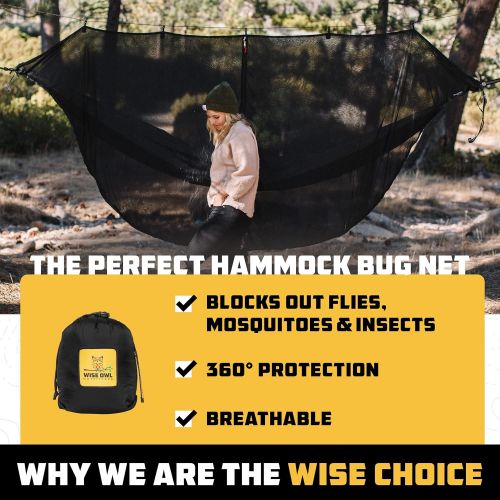  Wise Owl Outfitters Hammock Bug Net - The SnugNet Mosquito Net for Bugs - Premium Quality Mesh Netting is a Guardian for Mosquitos, No See Um and Insects - Perfect Accessory for Yo