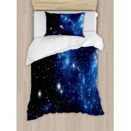 Fantasy Star Girls Boys Child Queen Bedding Sets, Constellation Duvet Cover Set, Outer Space Star Nebula Astral Cluster Astronomy Theme Galaxy Mystery, Include 1 Flat Sheet 1 Duvet Cover and 2
