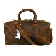 Basic Gear Full Grain Leather Duffle Bag, Weekend Travel Luggage, Carry-on Leather Bag, Gym Duffel