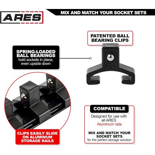  ARES 70238-3/8-Inch Drive Black 6-Inch Socket Organizer - Aluminum Rail Stores up to 5 Sockets and Keeps Your Tool Box Organized